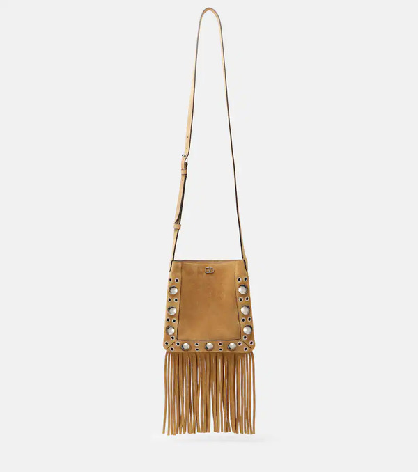  Valentino Garavani Valentino Garavani Nellcã´te Vlogo Studded Suede Shoulder Bag 