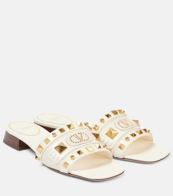  Valentino Garavani Valentino Garavani Plaster Caster Studded Leather Slides 