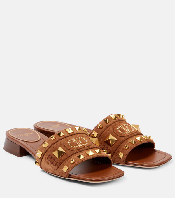  Valentino Garavani Valentino Garavani Plaster Caster Studded Suede Slides 