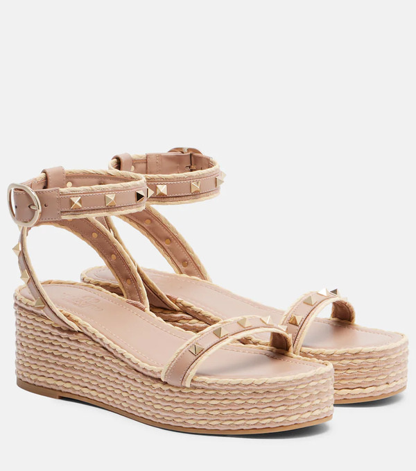  Valentino Garavani Valentino Garavani Rockstud Leather Platform Sandals 