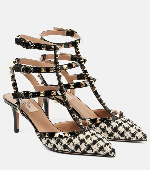  Valentino Garavani Valentino Garavani Rockstud 65 Leather-trimmed Tweed Pumps 
