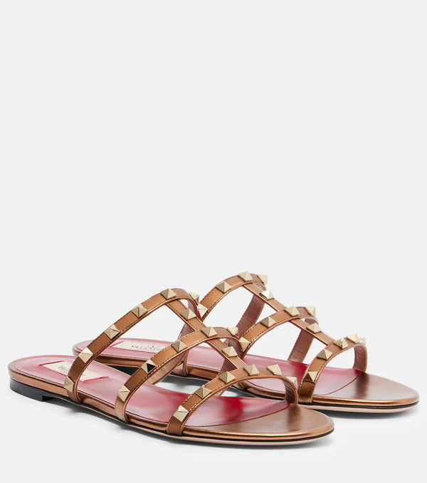  Valentino Garavani Valentino Garavani Rockstud Metallic Leather Sandals 