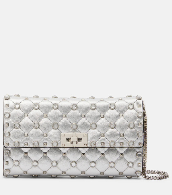  Valentino Garavani Valentino Garavani Rockstud Spike Metallic Leather Shoulder Bag 