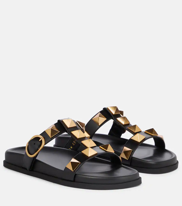  Valentino Garavani Valentino Garavani Roman Stud Leather Slides 