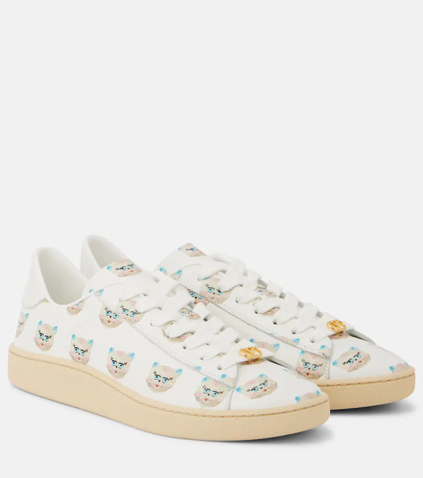  Valentino Garavani Valentino Garavani Royco Vlogo Printed Leather Sneakers 