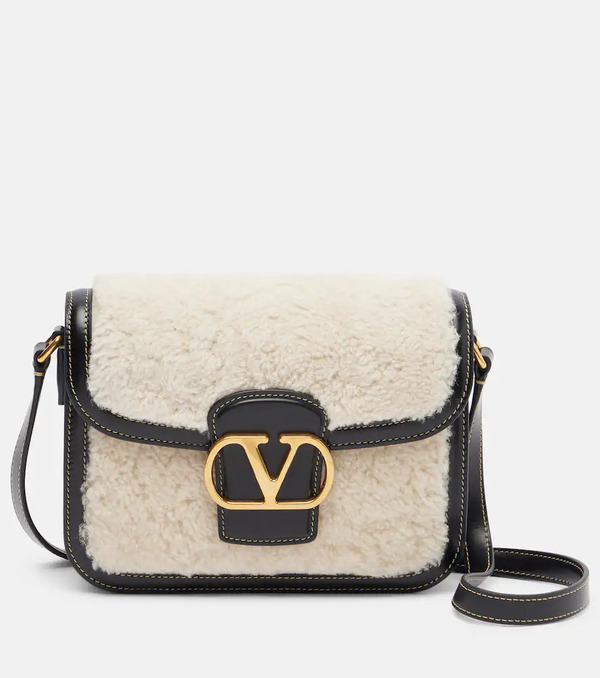  Valentino Garavani Valentino Garavani 9to5 Shearling And Leather Shoulder Bag 