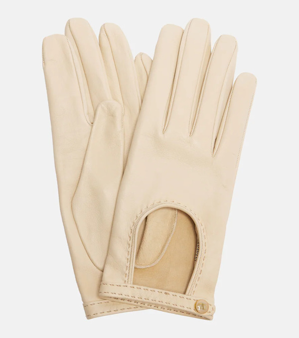  Valentino Garavani Valentino Garavani Vlogo Cutout Leather Gloves 