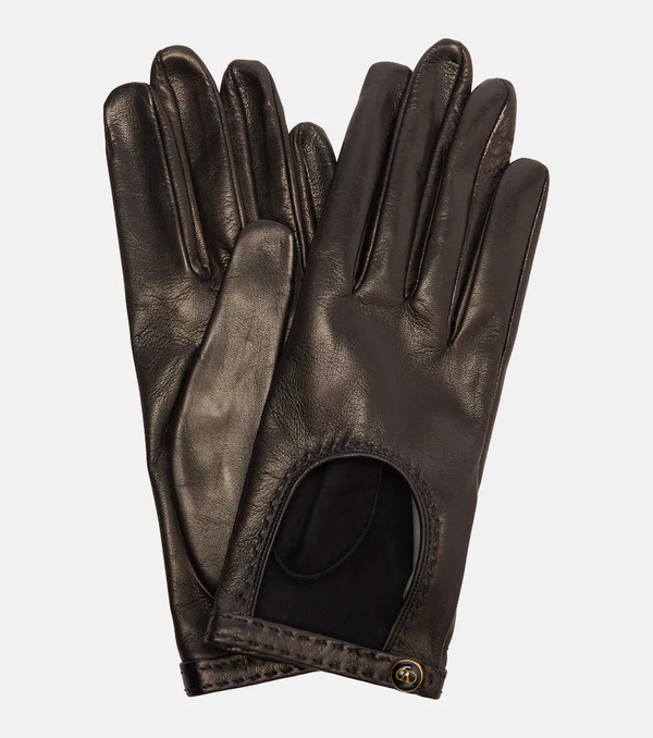  Valentino Garavani Valentino Garavani Vlogo Cutout Leather Gloves 