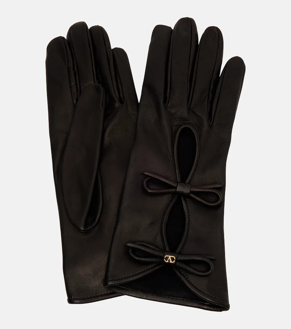  Valentino Garavani Valentino Garavani Vlogo Cutout Leather Gloves 
