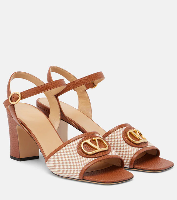  Valentino Garavani Valentino Garavani Vlogo 75 Leather-trimmed Canvas Sandals 