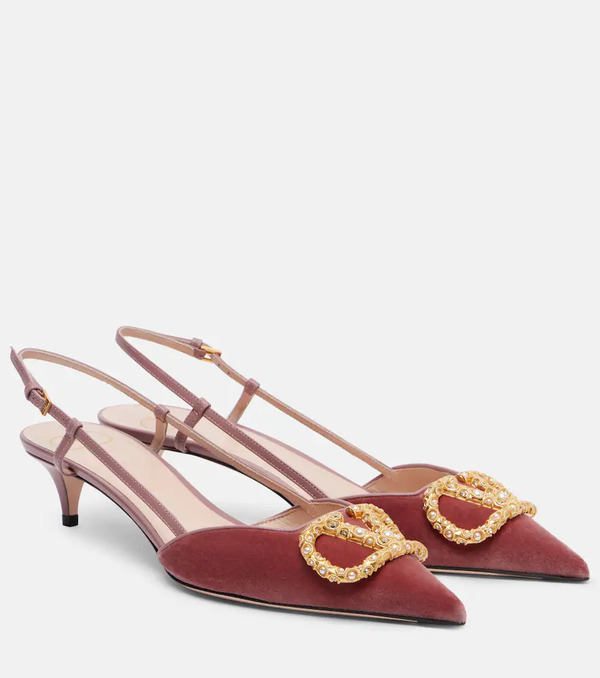  Valentino Garavani Valentino Garavani Vlogo 40 Velvet Slingback Pumps 