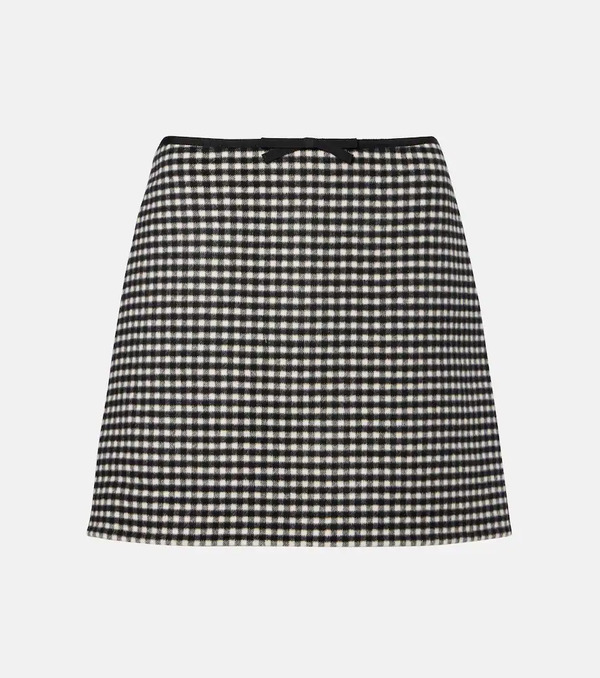 Valentino Valentino Gingham Wool And Cashmere Miniskirt 