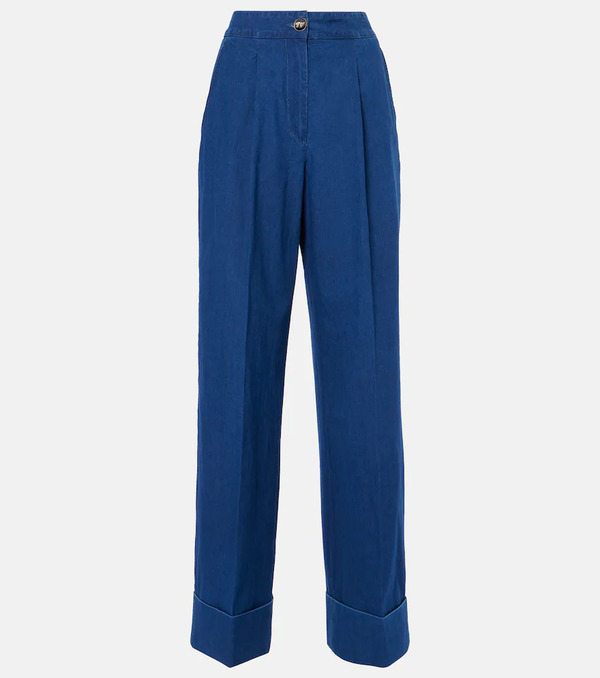  Valentino Valentino High-rise Pleated Wide-leg Jeans 