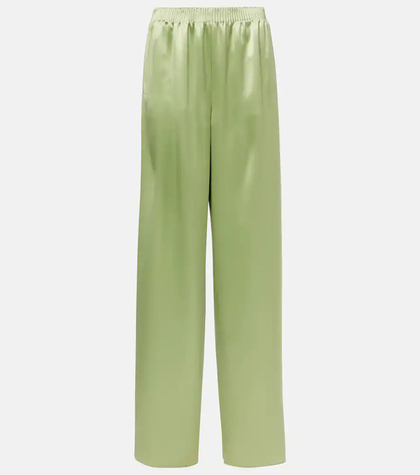  Valentino Valentino High-rise Silk Duchesse Wide-leg Pants 