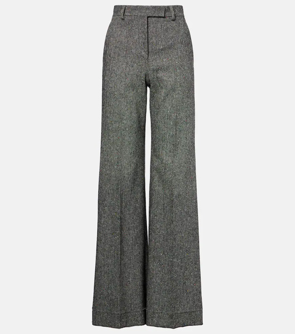  Valentino Valentino High-rise Wool-blend Wide-leg Pants 