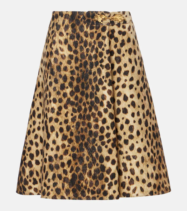  Valentino Valentino Leopard-print Wool Midi Skirt 