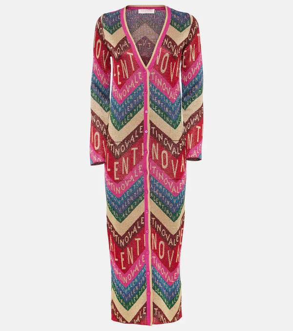  Valentino Valentino Logo Knitted Jacquard Midi Dress 