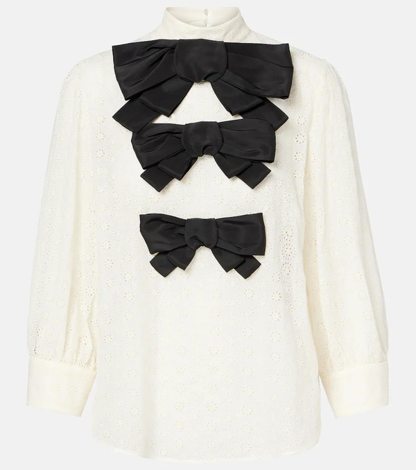  Valentino Valentino Mossi Bow-detail Cotton Top 