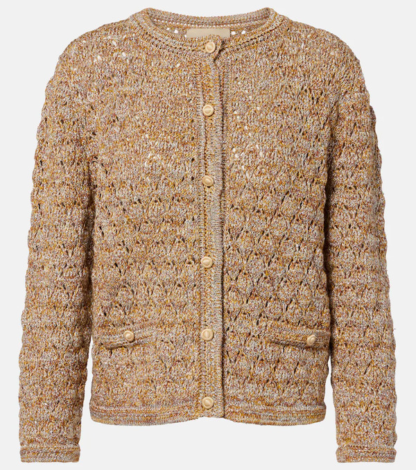  Valentino Valentino Open-knit Linen-blend Lamã© Cardigan 