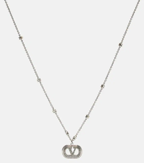  Valentino Valentino Ovalette Vlogo Embellished Necklace 