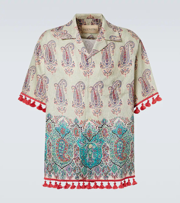  Valentino Valentino Paisley Linen Bowling Shirt 