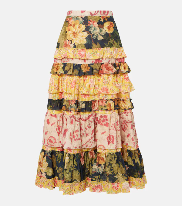  Valentino Valentino Patchwork Cotton Muslin Maxi Skirt 