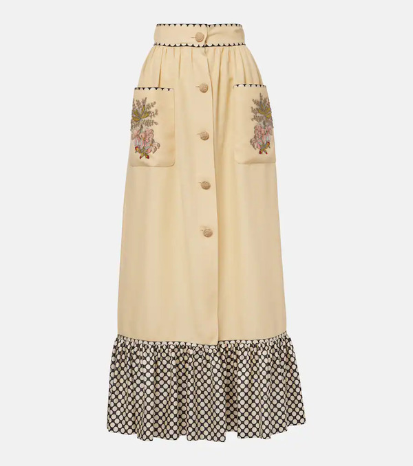  Valentino Valentino Plus De Pois Embroidered Maxi Skirt 