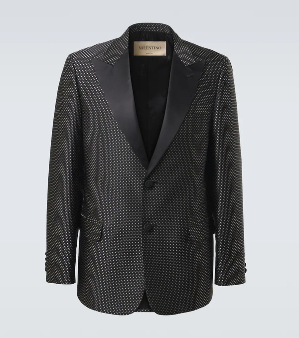  Valentino Valentino Polka-dot Jacquard Tuxedo Jacket 