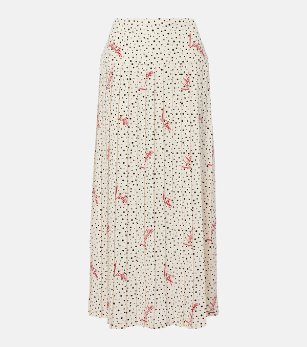  Valentino Valentino Polka-dot Silk Crãªpe De Chine Midi Skirt 