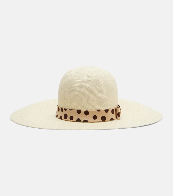  Valentino Valentino Polka-dot Straw Boater Hat 