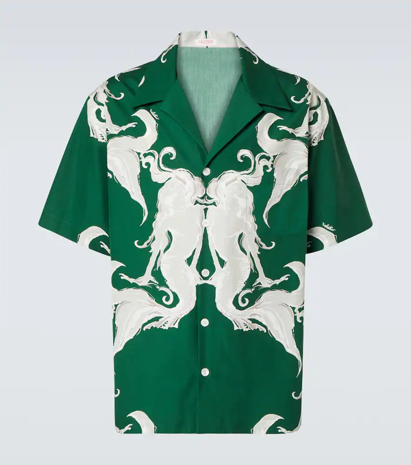  Valentino Valentino Printed Cotton Poplin Bowling Shirt 