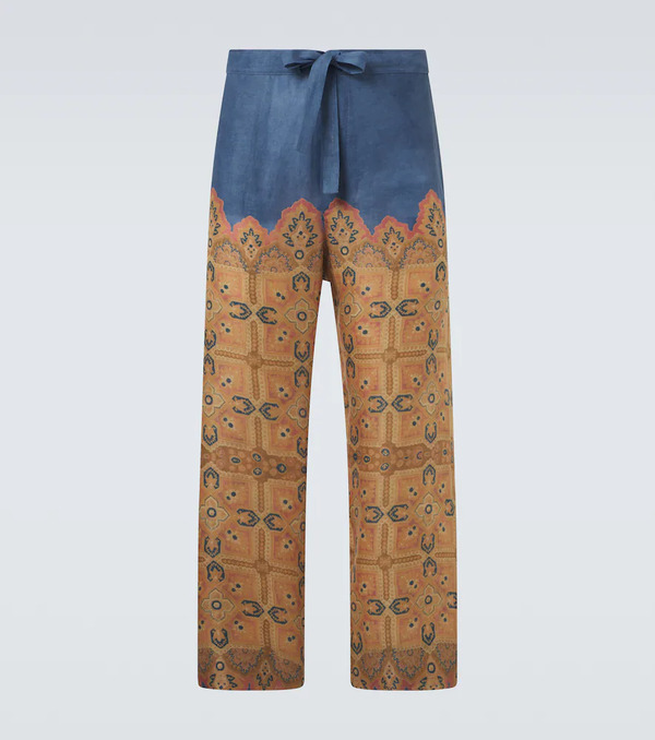  Valentino Valentino Printed Linen Wide-leg Pants 