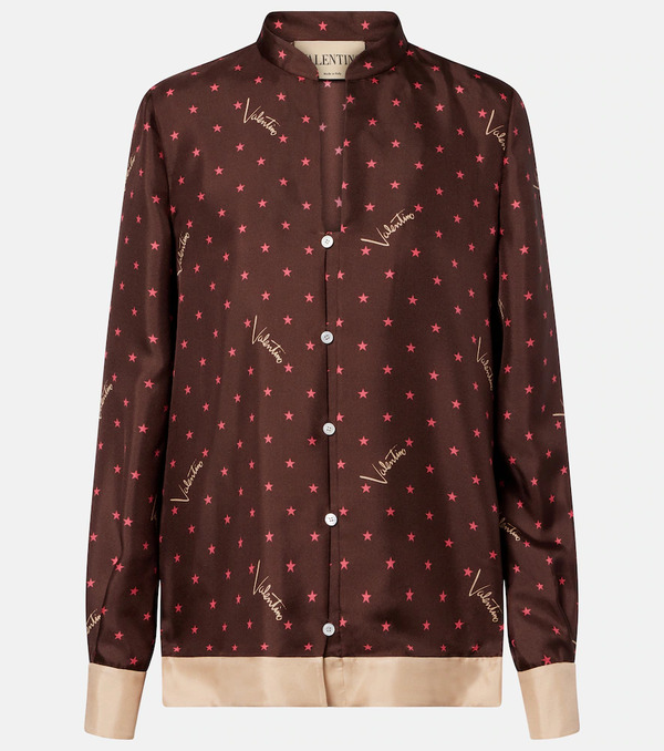  Valentino Valentino Printed Silk Twill Pajama Shirt 