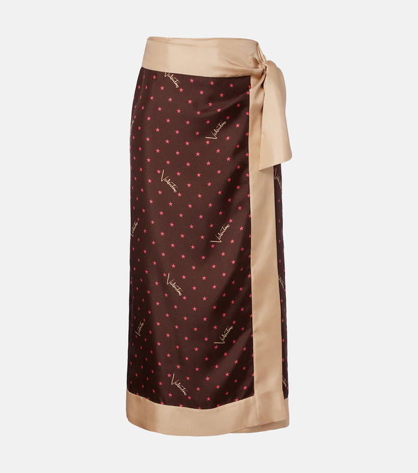  Valentino Valentino Printed Silk Twill Wrap Skirt 