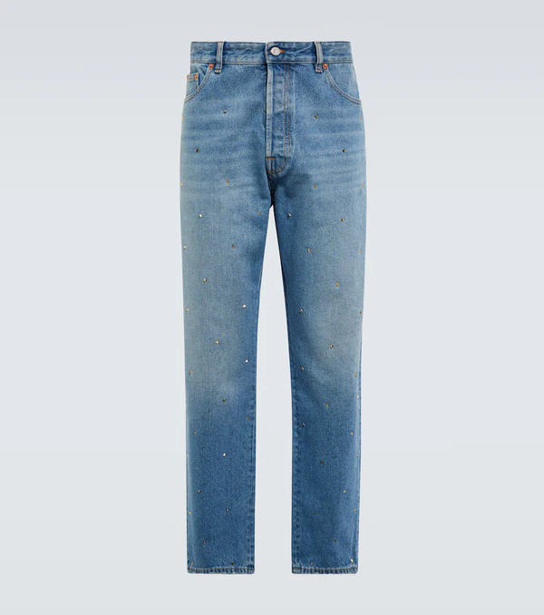  Valentino Valentino Rockstud Cotton Denim Jeans 