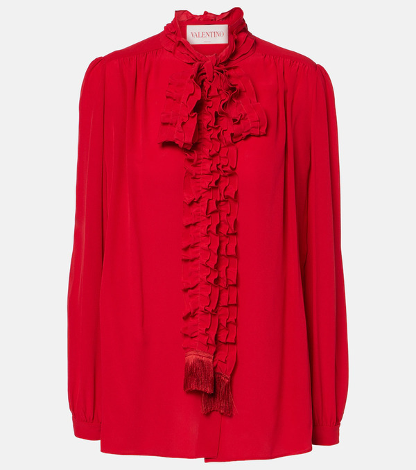  Valentino Valentino Ruffled Silk Crãªpe De Chine Blouse 