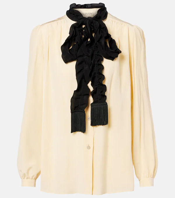  Valentino Valentino Ruffled Silk Crãªpe De Chine Blouse 