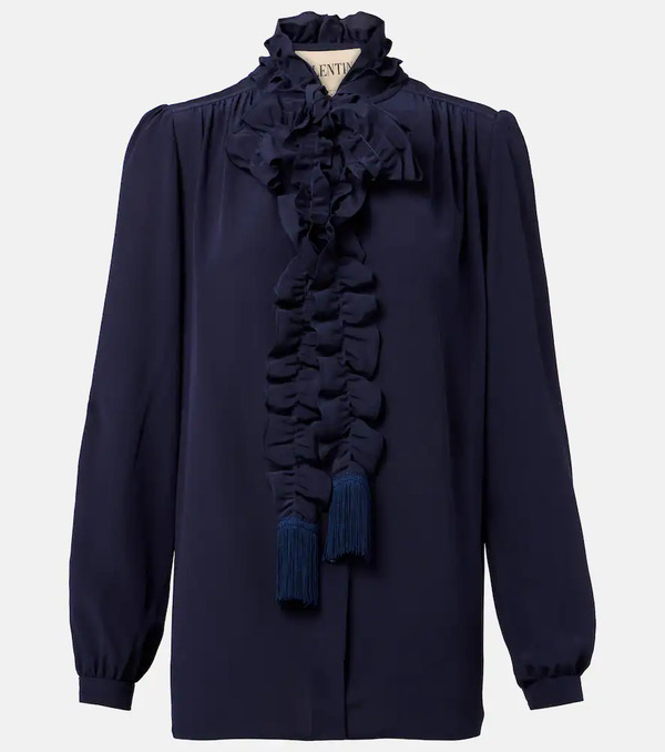  Valentino Valentino Ruffled Silk Crãªpe De Chine Blouse 