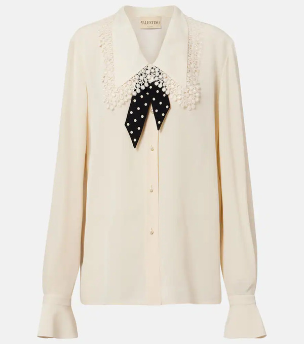  Valentino Valentino Ruffled Silk Crãªpe De Chine Blouse 
