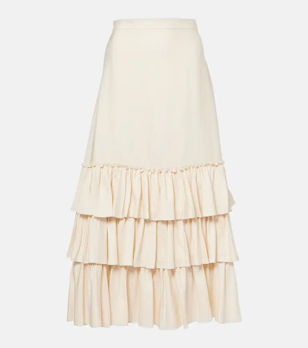 Valentino Valentino Ruffled Silk Maxi Skirt 
