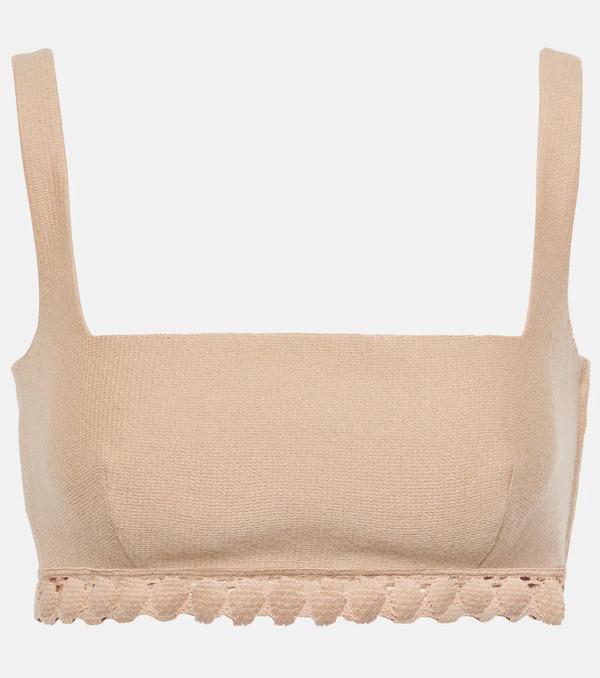  Valentino Valentino Scalloped Cotton-blend Bra Top 