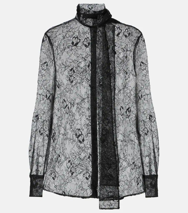  Valentino Valentino Scarf-detail Floral Lace Blouse 