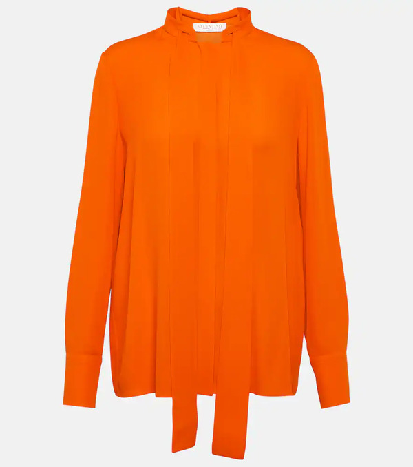  Valentino Valentino Scarf Neckline Silk Shirt 