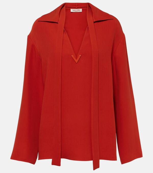  Valentino Valentino Tie-neck Silk Blouse 