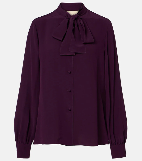  Valentino Valentino Tie-neck Silk Crãªpe De Chine Blouse 