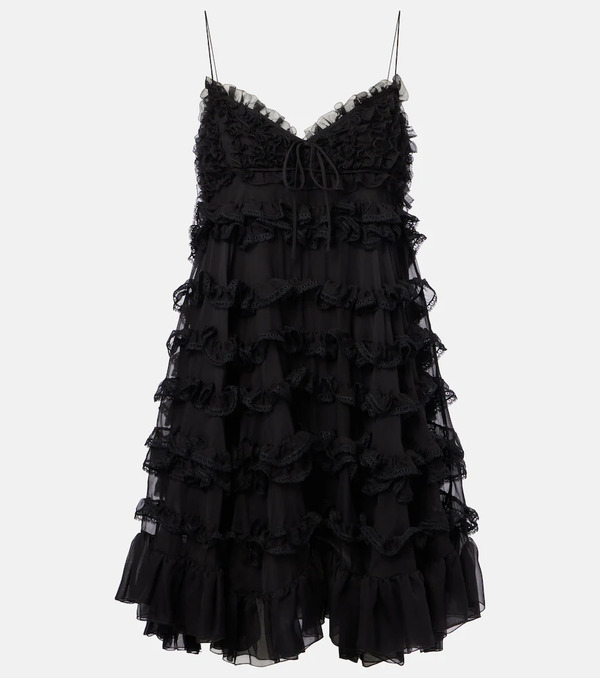  Valentino Valentino Tiered Silk Tulle Minidress 