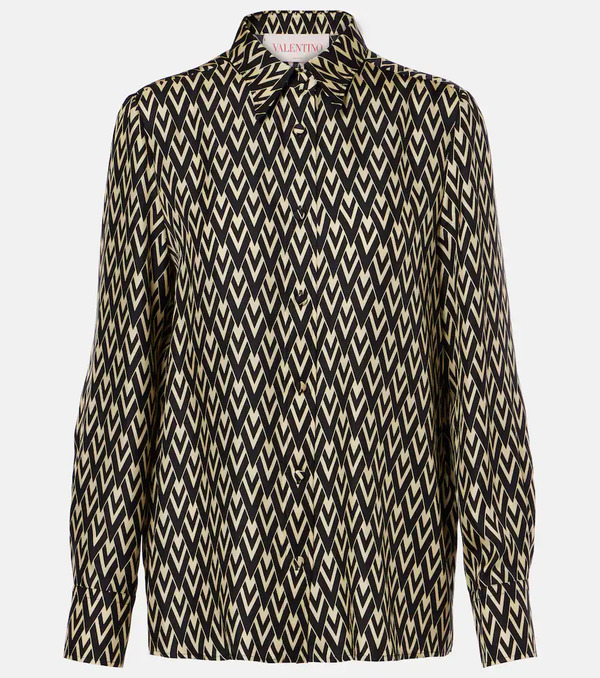  Valentino Valentino Toute La V Silk Twill Shirt 
