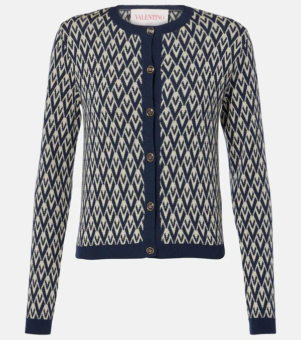  Valentino Valentino Toute La V Virgin Wool Cardigan 