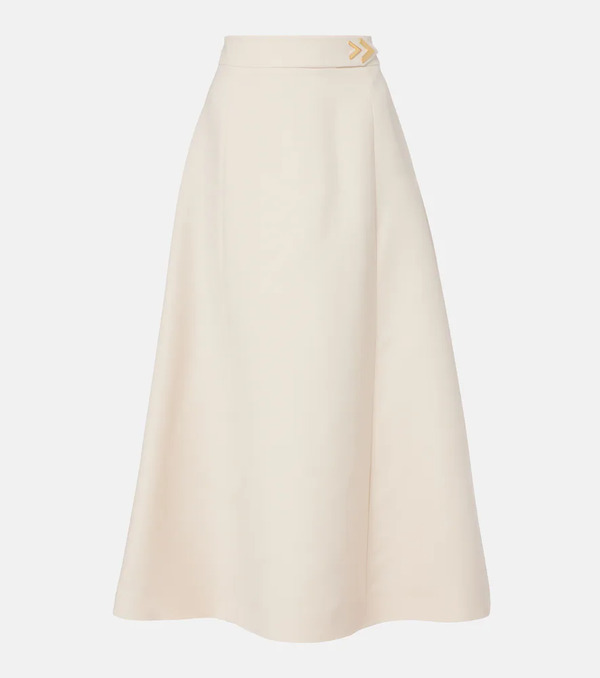  Valentino Valentino Vgold Crepe Couture Midi Skirt 