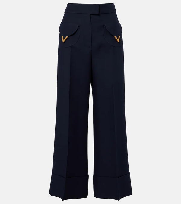  Valentino Valentino Vgold Crepe Couture Wide-leg Pants 